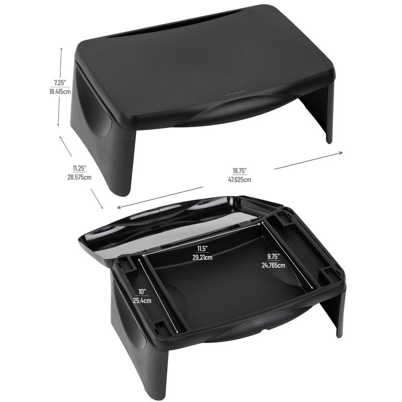 Mind Reader Lap Desk/Laptop Stand, Bed Tray, Folding Legs, Portable, Dorm, Plastic, 18.75" L x 11.25" W x 7.25" H, Black - Image 3